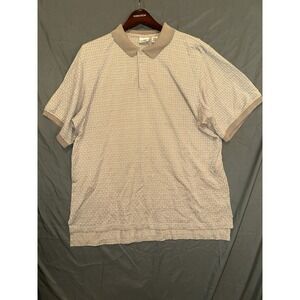 LL Bean Men's Short Sleeve Polo‎ Shirt Size XL Tall Beige Tan Khaki  Checkered